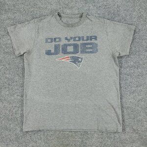 New England Patriots Shirt Women's Large Gray NFL Football Logo Short Sleeve Top